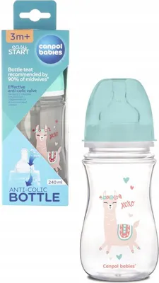 Immagine prodotto di Canpol Babies Bottiglia a bocca larga, Animali esotici, 240 ml - verde