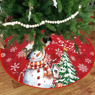 Weihnachtsbaumdecke 120 cm rund rot Plüsch