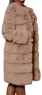 Obrázek produktu pro Dámský zimní kabát, teplý, větruodolný, prošívaná bunda, dlouhý outdoorový parka, prošívaná, silná bunda s kapucí z umělé kožešiny, kožešinový dámský zimní kabát, podzimní kabát (XXL)