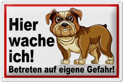 Produktbild von Blechschild Hund, Hier wache ich, 30 x 20 cm, Blechschilder Spruch Hunde Tier