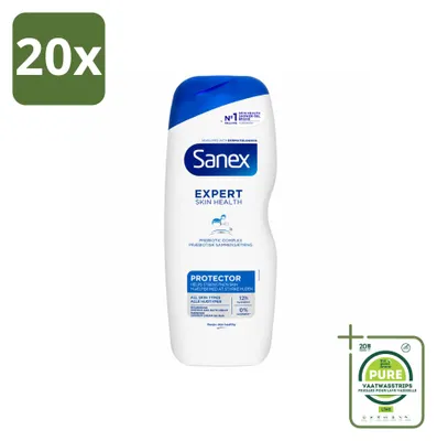 Imagen del producto de 20 unidades de gel de ducha Sanex Expert Skin Health Protector, 600 ml, pack grande