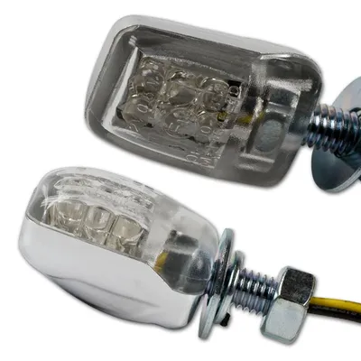 Productafbeelding van LED-knipperlicht Nano, helder, chroom, M6, set van 2