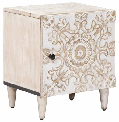 Obrázok produktu pre Nočný stolík Biela 40 x 33,5 x 46 cm Masívne mango drevo