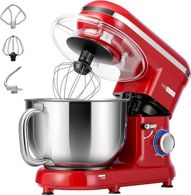 Produktbild von VIVOHOME Küchenmaschine 660 W 10 Geschwindigkeiten 6 Quart elektrischer Küchenmixer mit kippbarem Kopf Rührbesen Knethaken Schneebesen und