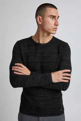 Immagine prodotto di !Solid SDStruan: Maglione da uomo in filato pregiato, con lavorazione a coste e scollo rotondo