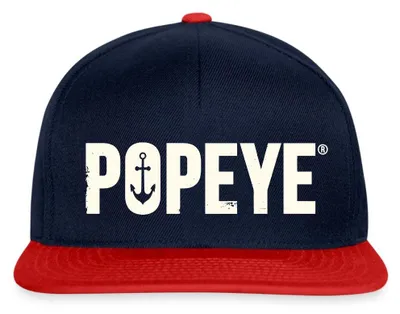 Produktbild von Spreadshirt Popeye Weißes Logo Snapback Cap, One size, Navy/Rot