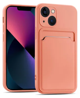 Immagine prodotto di Custodia per cellulare per Apple iPhone 13 Custodia protettiva in silicone con slot per schede Slim Cover, rosa