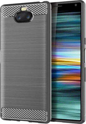 Produktbild von Sony Xperia 8 TPU Case Carbon Fiber Optik Brushed Schutz Hülle Grau