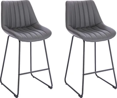 Produktbild von Lina® Vegas Stuhl im modernen Design, Samt, Moderne Counter Höhe gepolsterte Barstuhl mit Fußstütze, Metallgestell Wohnzimmer - 2er Set - Dunkelgrau