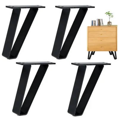 Produktbild von Solidchoice – Set aus 4 schwarzen Tischbeinen mit Fußschutzkappen