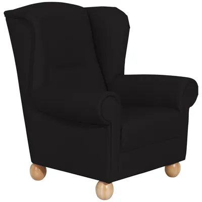 Produktbild von Ohrenbackensessel Kasha Bezug Kunstleder Buche natur / schwarz 22299