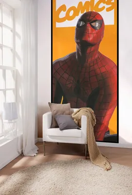 Produktbild von Komar Vlies Fototapete - Spider-Man Comic - Größe: 100 x 250 cm (Breite x Höhe) - 2 Bahnen, Kinderzimmer, Tapete