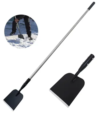 Productafbeelding van Sneeuwschep - Ijskrabber - Verstelbare steel - 160 x 17 x 16 cm - Koolstofstaal en RVS - Voor opritten en looppaden