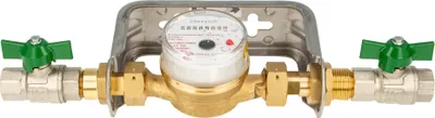 Produktbild von Einstrahlzähler ETK Kombi-Set (Warmwasser) bis 90 Grad Länge 110 mm, inkl. Bügel Edelstahl, Kugelhähne 1/2 Zoll
