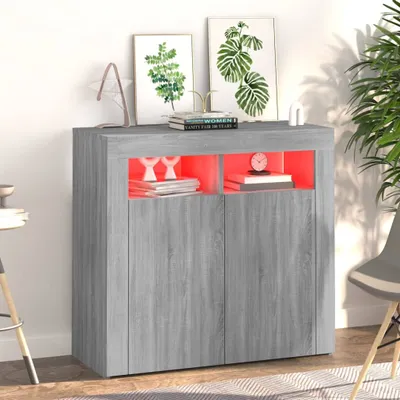 Produktbild von vidaXL Sideboard mit LED-Beleuchtung Grau Sonoma 80x35x75 cm