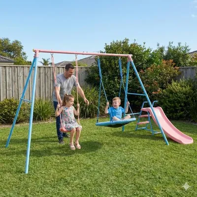 Produktbild von Swing Set with Slide Zwei-Schaukel-Set mit Rutsche