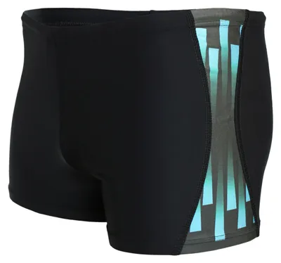 Produktbild von Aquarti Herren Badehose Kurz Sportlich Streifen, Farbe: Schwarz / Blau, Größe: M