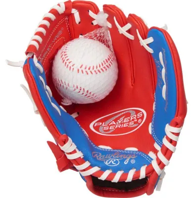 Obrázek produktu pro Baseballová rukavice Rawlings PL91SR pro hru Tee Ball, včetně míče | Červená, královská barva, velikost 9 palců, pro leváky