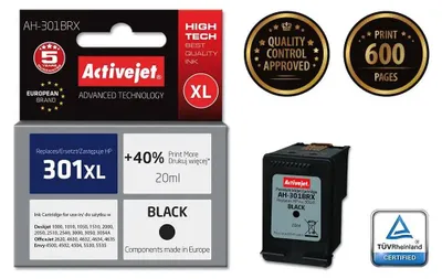 Immagine prodotto di Activejet Ink Cartridge AH-301BRX (HP 301XL CH563EE compatible; Premium; 20 ml; black)