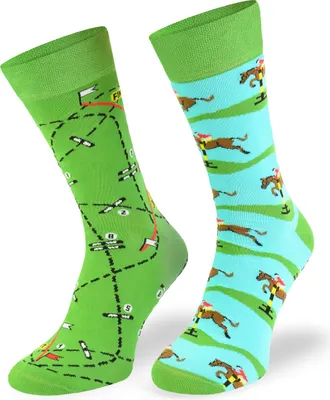 Produktbild von SKIETY Bunte Lustige Socken für Erwachsene Baumwolle, Pferderennen - 43-46