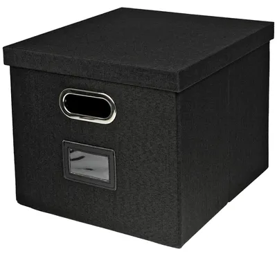 Image de Boîte de rangement avec couvercle pour classeurs suspendus A4 - Noir