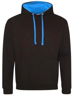 Produktbild von Awdis - "Varsity" Kapuzenpullover für Herren/Damen Uni LT2871 (XXL) (Pechschwarz/Saphir-Blau)