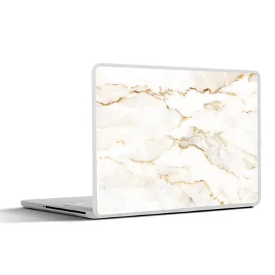 Produktbild von MuchoWow® Laptop Aufkleber Sticker Cover Marmor - Limette - Gold - Luxus - Marmoroptik - Weiß 36.5x27.5 cm - Laptop-Sticker