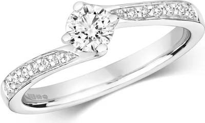 Produktbild von 18 Karat (750) Weißgold Solitär Verlobung Diamant Damenring Brillant-Schliff 0.47 Karat GH - SI2, 54 (17.2); TRS2336RSN