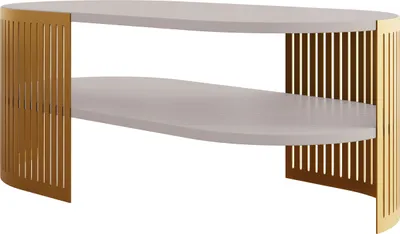 Produktbild von MIRJAN24 Couchtisch Fikoli Oval II Gold, Wohnzimmer Kaffeetisch, Gestell aus Stahl (Farbe: Gold / Cashmere)