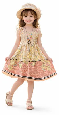 Produktbild von Sommerkleid für Mädchen mit Blumenmuster, Spaghettiträger