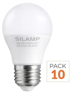 Produktbild von 10er-Pack – LED-Glühbirne E27 8 W 220 V G45 300° – Warmweiß 2300 K – 3500 K