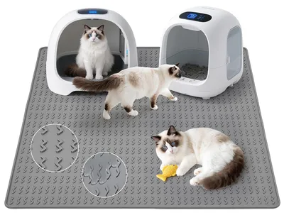 Image de Grand tapis pour litière de chat, 120 x 89 cm, imperméable