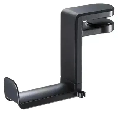 Produktbild von Gaming Headset Ständer ohne Bohren – Kopfhörerhalter Schreibtisch Aufhänger verstellbar mit Kabelclips universell - Farbe: Schwarz