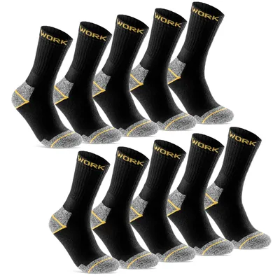 Produktbild von Arbeitssocken Herren 10 oder 20 Paar "WORK" Arbeits Socken verstärkt durch Vollfrottee 10201 - 10Paar Schwarz/Grau Meliert 43-46
