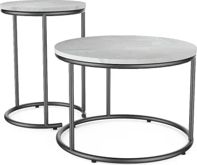 Produktbild von Couchtisch-Set Vicco Ottawa Marmor Weiß 55 x 55 cm 2 Teile, Model 49376