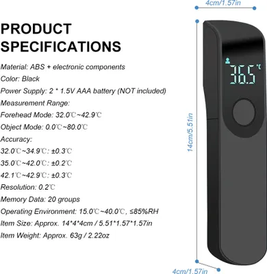 Image de Thermomètre infrarouge sans contact à main Écran LED Thermomètre numérique pour adultes et enfants Thermomètre électronique à front pour la maison