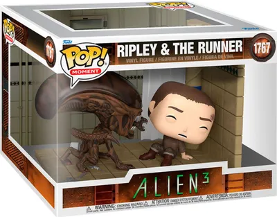 A Funko Pop! Moment collectible figure set featuring Ripley and the Runner from Alien 3, displayed in its original packaging.
