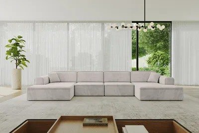 Produktbild von ALTDECOR Ecksofa in U-Form IREA-U2-v3 386x165x77 cm Hellbraun Corner Sofa Bett Eckcouch Couch L-Form Wohnlandschaft Cauchsofa