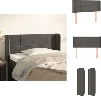 Produktbild von vidaXL Kopfteil mit Ohren Dunkelgrau 103x16x78/88 cm Samt -  Kopf- & Fußenden