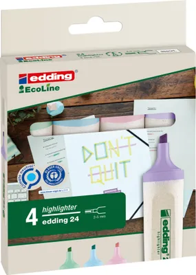 Produktbild von Edding - Textmarker 24 EcoLine pastell sortiert, 4er-Set