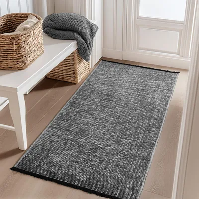Produktbild von Carpetsale24, Baumwolle Teppich Chenille Waschbar, Boho-Stil, Rutschfest & Weich, für Wohnzimmer, Schlafzimmer, Grösse: 80x150 cm