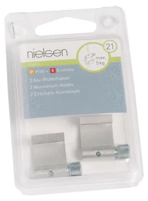 Produktbild von nielsen Aluminiumhaken mit Rändelschraube für Galerieschiene (2 Stück/Packung)