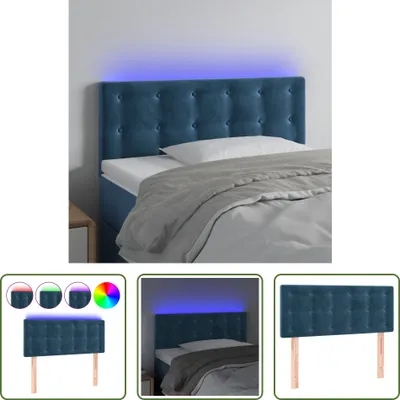 Produktbild von The Living Store LED Kopfteil Dunkelblau 90x5x78/88 cm Samt