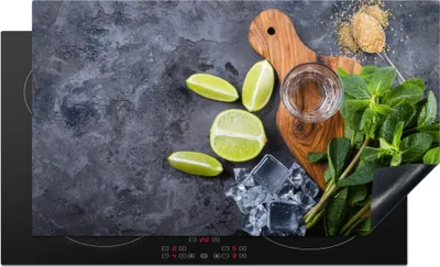 Produktbild von KitchenYeah© Herdabdeckplatte Schneidebrett - Glas - Obst - Zitrone , 91x52cm, Küche Deko, Glaskeramikkochfeld Herdabdeckung, Abdeckplatte fùr Kochfeld