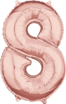 Image de Ballon 26 or rose chiffre 8 1 pc.