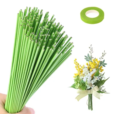 Image de Fil de fer pour arrangements floraux - 100 pièces - Vert - 2 mm x 30 cm
