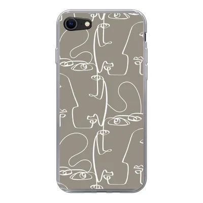 Produktbild von MuchoWow® Handyhülle Schutzhülle Hülle für iPhone SE 2022 Muster - Kopf - Strichzeichnung Silikon Softcase Handy Hülle - Schutzhülle