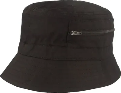 Fiebig Fischer-Hut mit 2 Taschen aus Baumwolle in schwarz