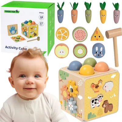 Produktbild von Tooky Toy Holzfeder-Lernwürfel 5-in-1