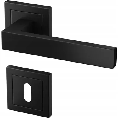 Produktbild von Gamar ERGO Türgriff-Set Aluminium Schwarz mit Schlüsselrosette